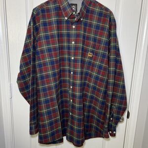 Cinch Mens Button Down Shirt Size XL Multi Color Plaid Long Sleeve Logo Western